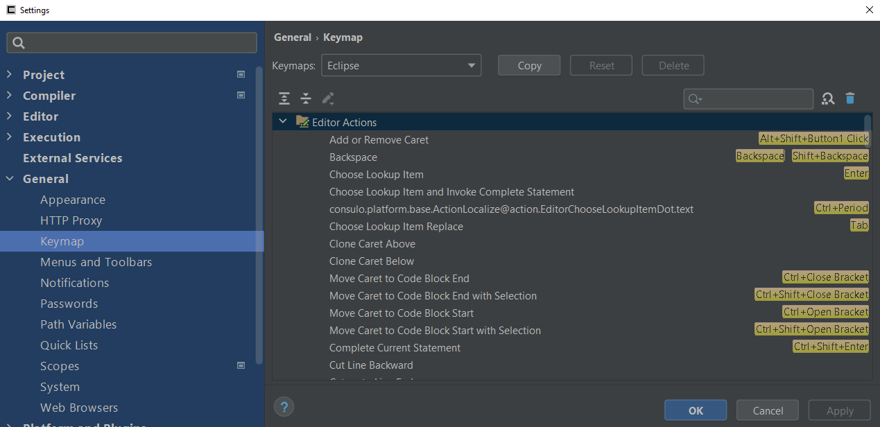 Keymap Settings Page